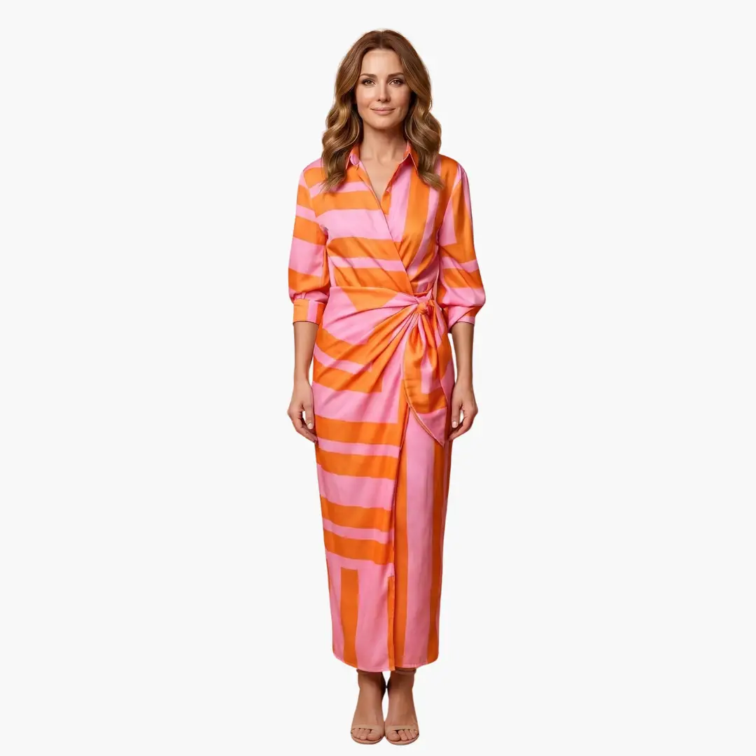 Cristina | Vestido camisero a rayas para mujer de algodón