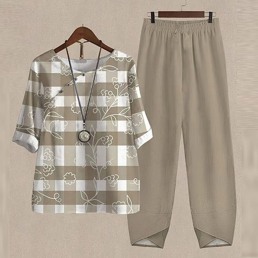 Elanira | Conjunto informal para mujer con blusa holgada y pantalones ajustados | Suave