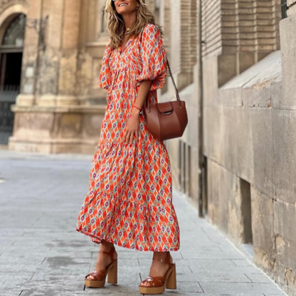 Cayetana | Bohemian women's maxi dress with V-neck