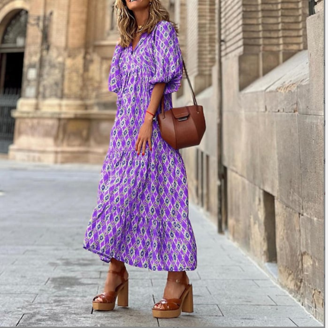 Cayetana | Bohemian women's maxi dress with V-neck