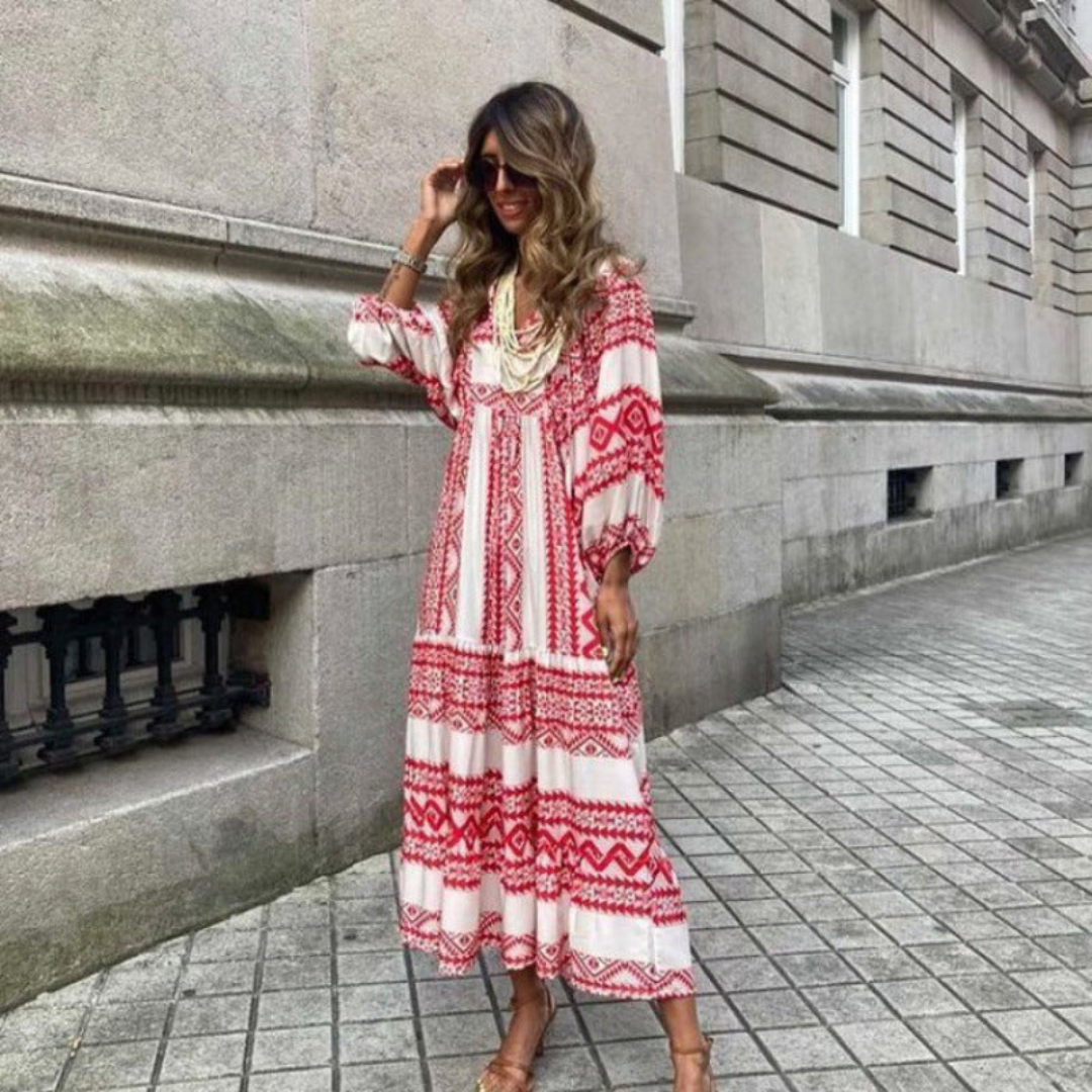 Cayetana | Bohemian women's maxi dress with V-neck