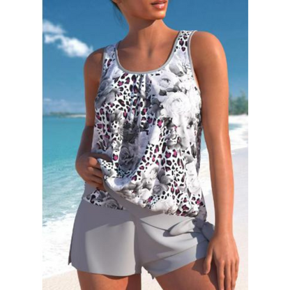 Wilandra | Conjunto de dos piezas para mujer con top floral sin mangas y shorts | Verano