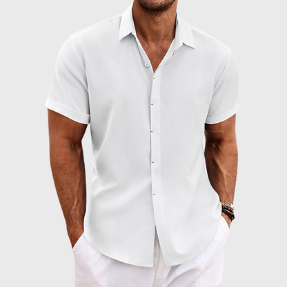 Evaristo | Camisa de manga corta con cuello abierto recto
