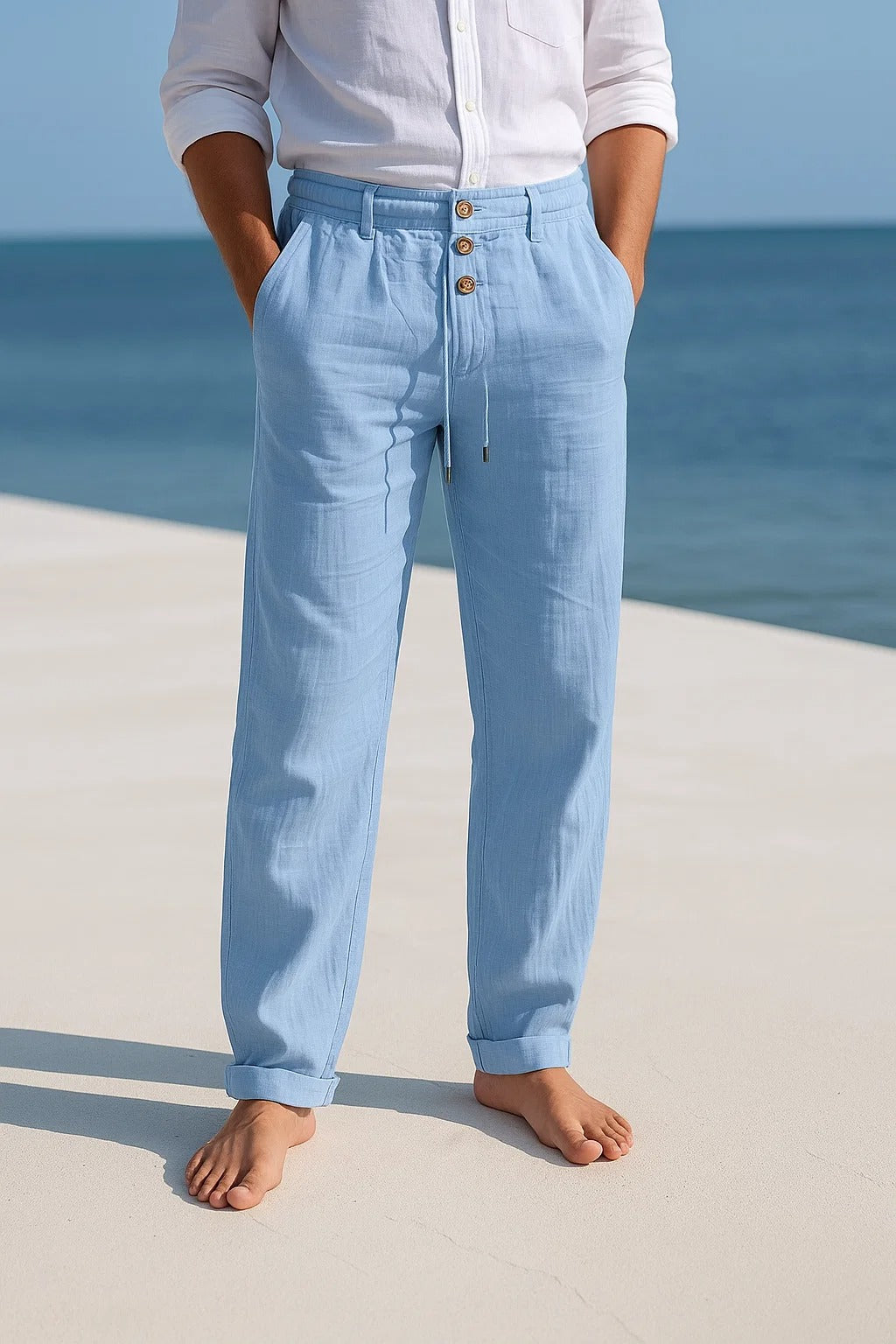 Zarev | Pantalon en lin léger avec cordon et poches