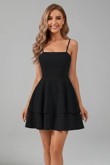 Elvira | Women's mini dress with thin straps and flared skirt