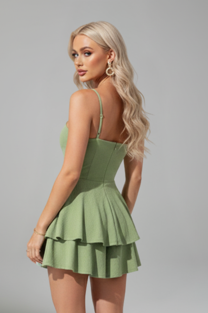 Elvira | Women's mini dress with thin straps and flared skirt