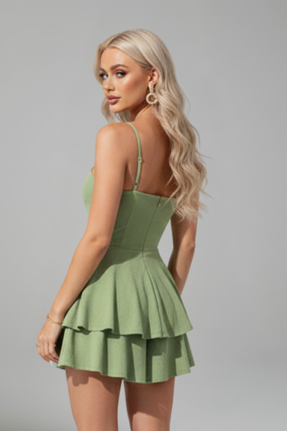 Elvira | Women's mini dress with thin straps and flared skirt