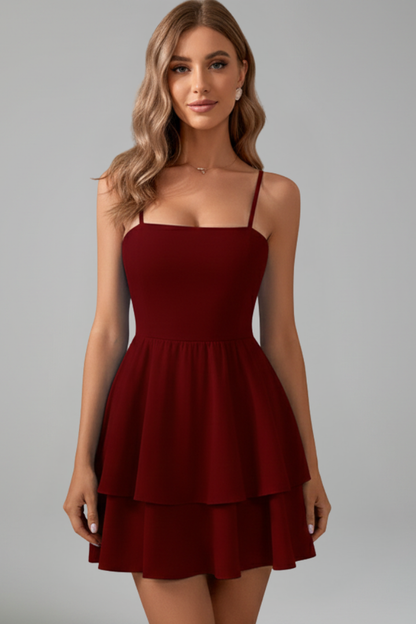 Elvira | Women's mini dress with thin straps and flared skirt