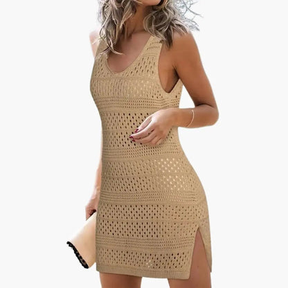 Victoria | Women's beach dress with V-neck and openwork fabric