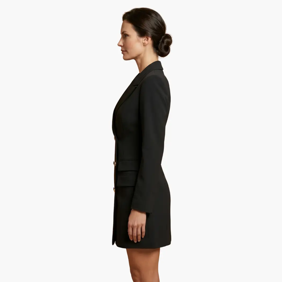Inés | Women's blazer dress with lapels and double-breasted buttons