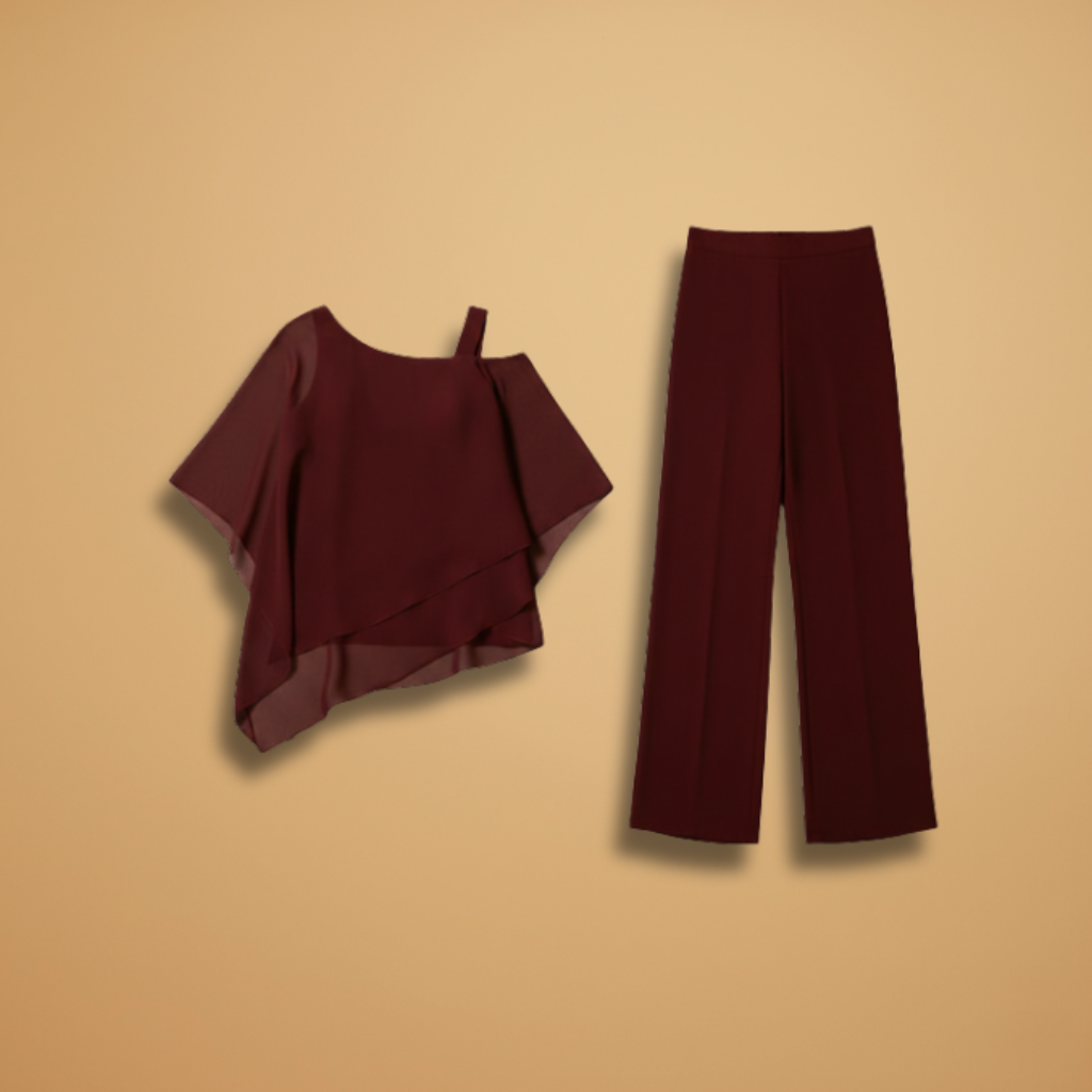 Elisa| Ensemble en mousseline pour femme avec design asymétrique