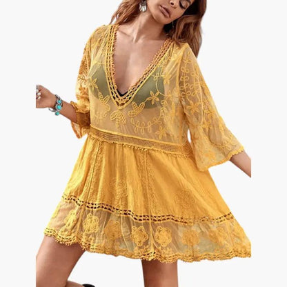 Leticia | Vestido de playa para mujer con encaje y corte suelto