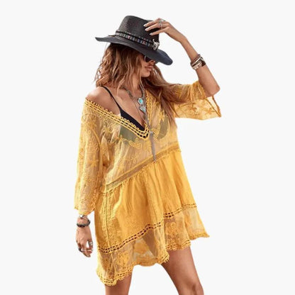 Leticia | Vestido de playa para mujer con encaje y corte suelto