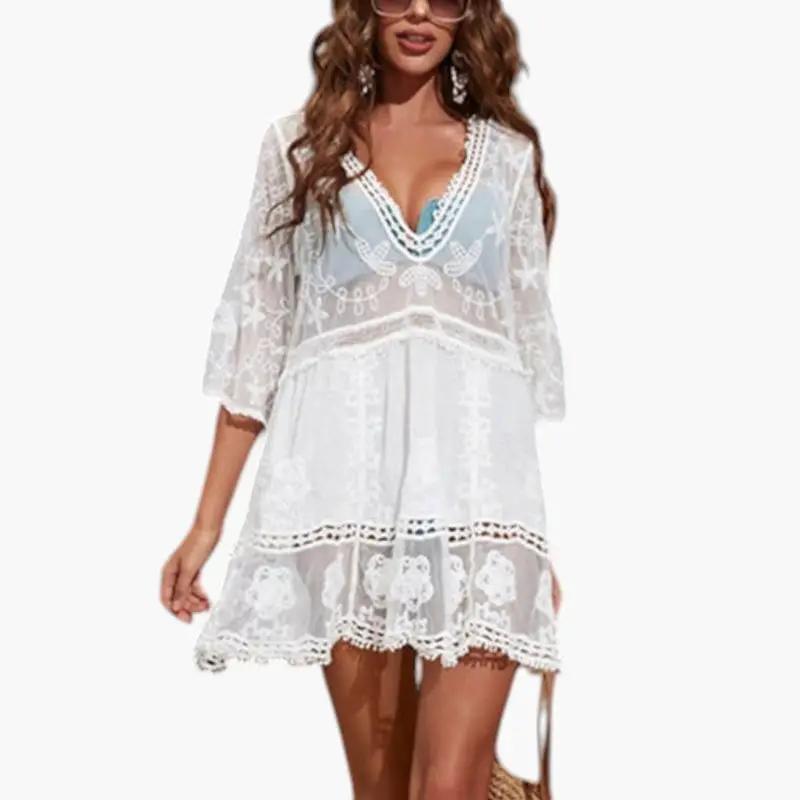 Leticia | Vestido de playa para mujer con encaje y corte suelto