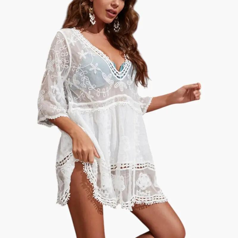 Leticia | Vestido de playa para mujer con encaje y corte suelto