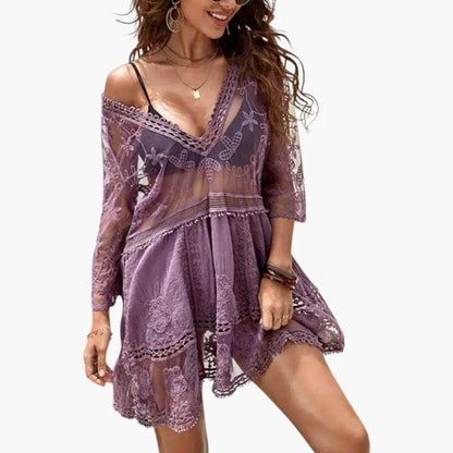 Leticia | Vestido de playa para mujer con encaje y corte suelto