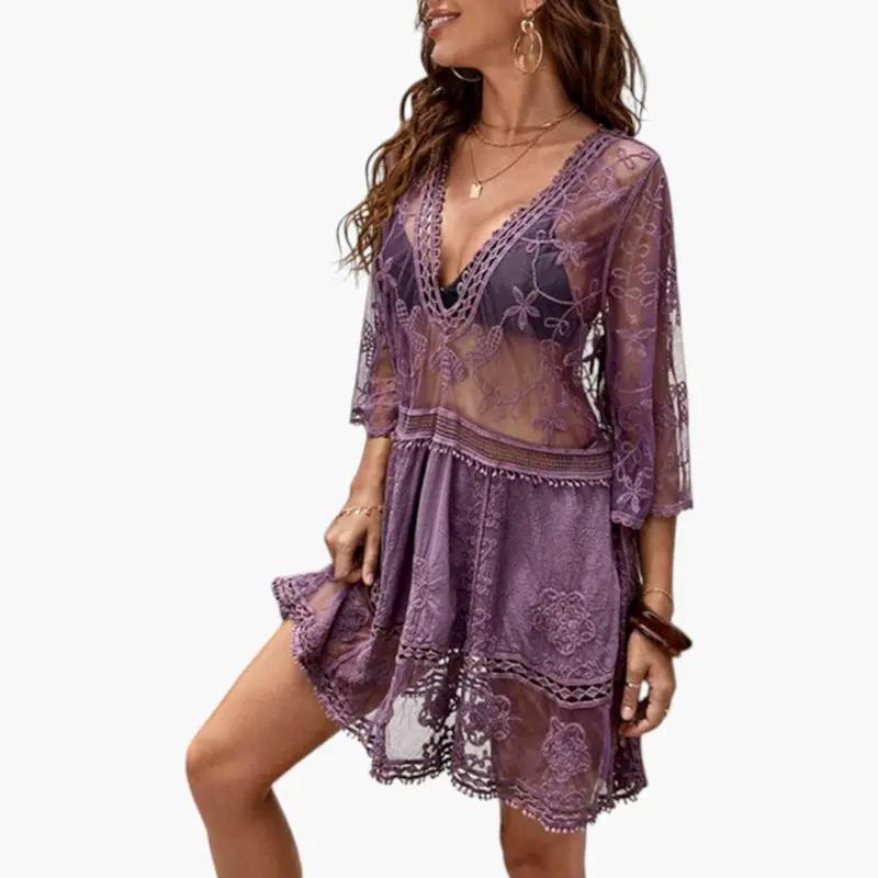 Leticia | Vestido de playa para mujer con encaje y corte suelto