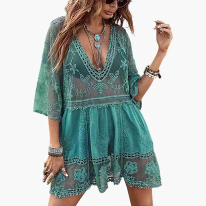 Leticia | Vestido de playa para mujer con encaje y corte suelto