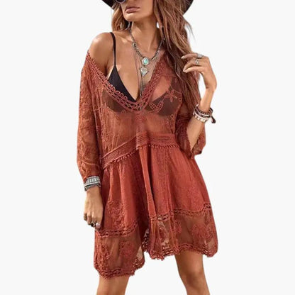 Leticia | Vestido de playa para mujer con encaje y corte suelto