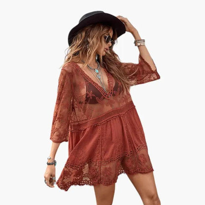 Leticia | Vestido de playa para mujer con encaje y corte suelto