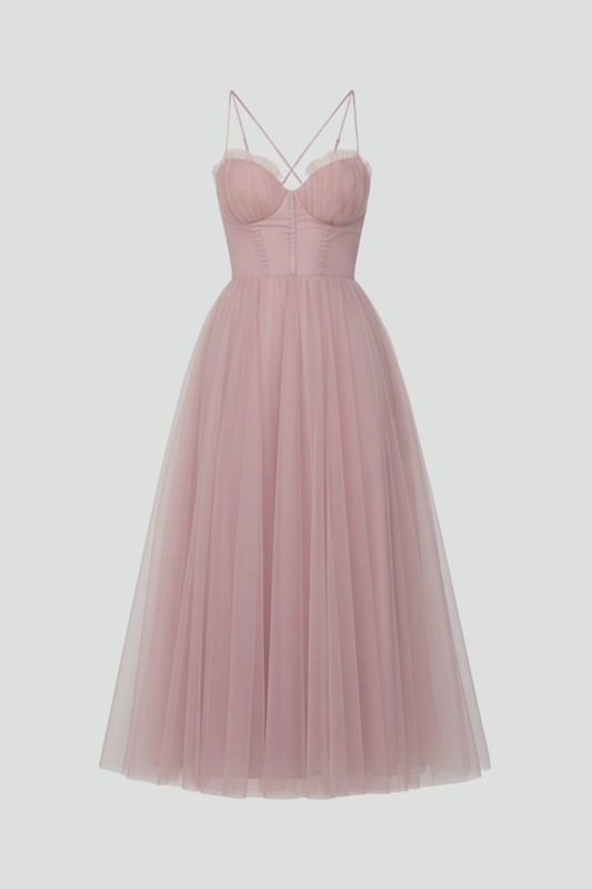 Marta | Robe maxi femme bustier avec jupe en tulle