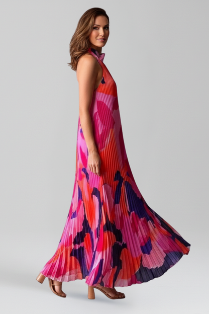 Rocío | Women's Halter Neck Pleated Maxi Dress