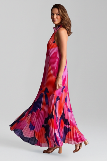 Rocío | Women's Halter Neck Pleated Maxi Dress