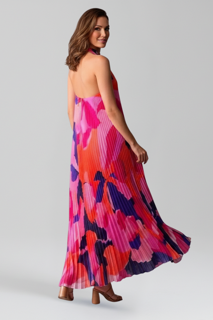 Rocío | Women's Halter Neck Pleated Maxi Dress