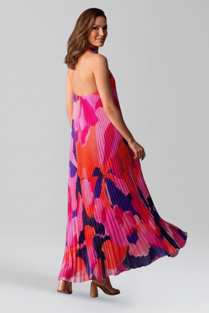 Rocío | Women's Halter Neck Pleated Maxi Dress