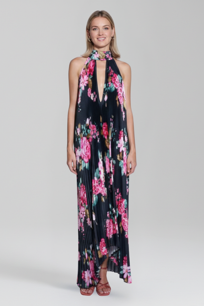 Rocío | Women's Halter Neck Pleated Maxi Dress