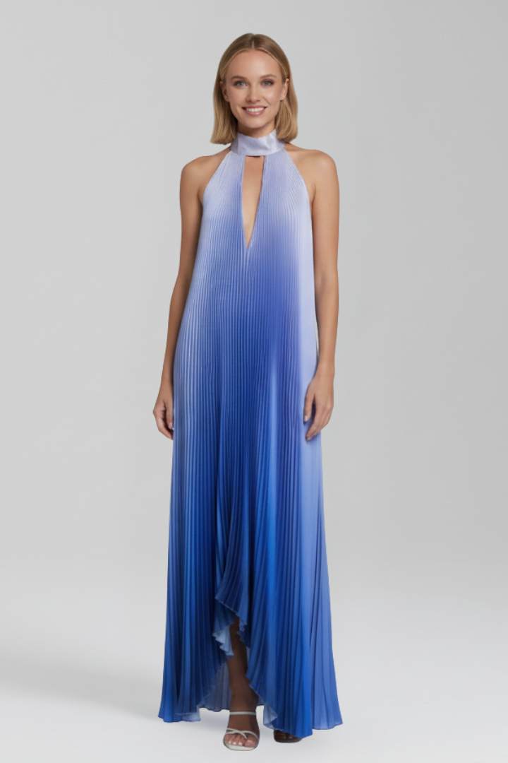 Rocío | Women's Halter Neck Pleated Maxi Dress