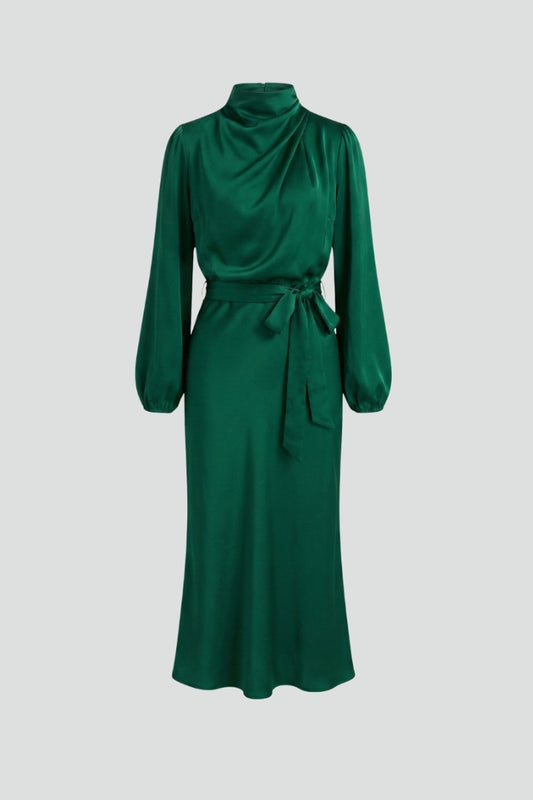 Dafne | Women's High Neck Long Sleeve Midi Dress