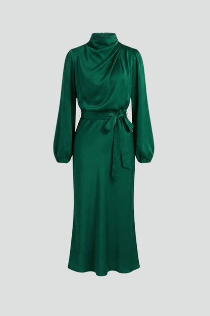 Dafne | Women's High Neck Long Sleeve Midi Dress