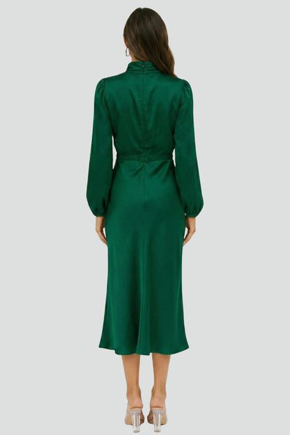 Dafne | Women's High Neck Long Sleeve Midi Dress