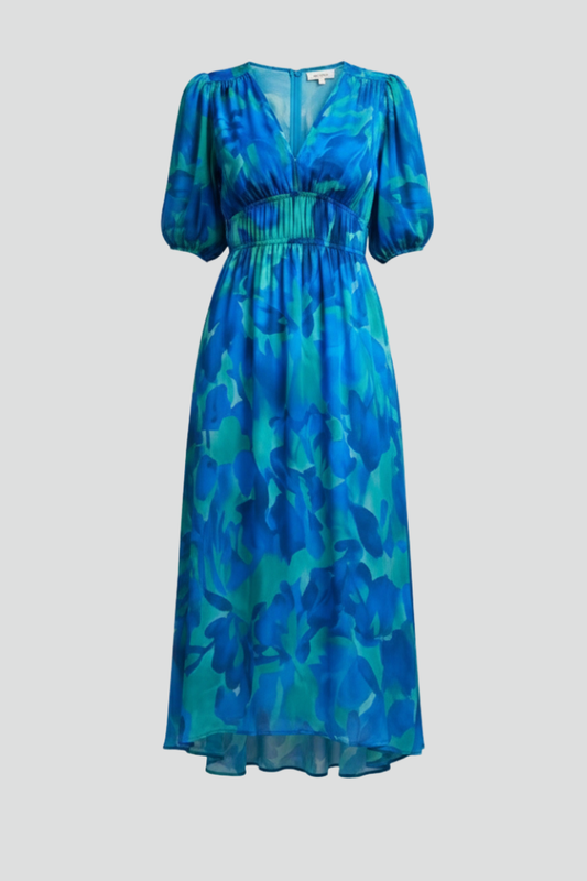 Mónica | Robe midi à imprimé floral et col en V pour femme