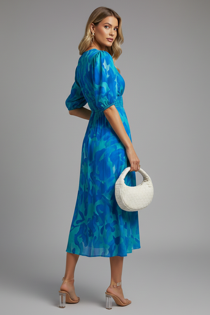 Mónica | Women's Floral Print V-Neck Midi Dress