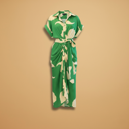 Carmen| Robe midi pour femme avec nœud et manches courtes