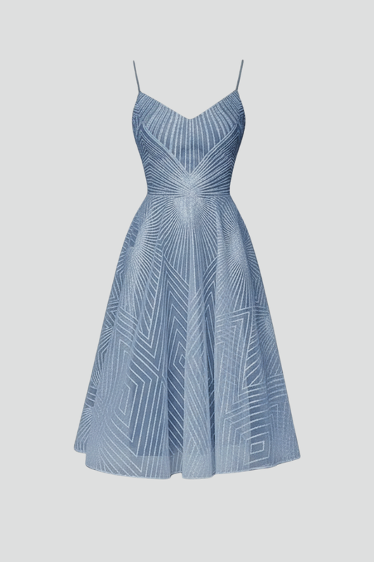 Béatrice | Robe midi pour femme, coupe trapèze et fines bretelles