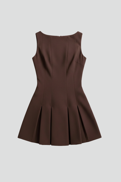 Lorena | Sleeveless women's mini dress with pleated skirt