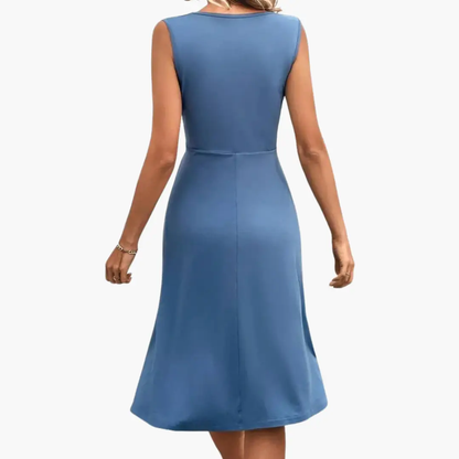 Esther | Vestido midi floral para mujer sin mangas con cuello en V