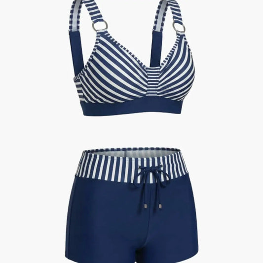 Laura | Ensemble bikini pour femme à rayures avec short