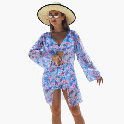 Teresa | Conjunto bikini para mujer de tres piezas con estampado