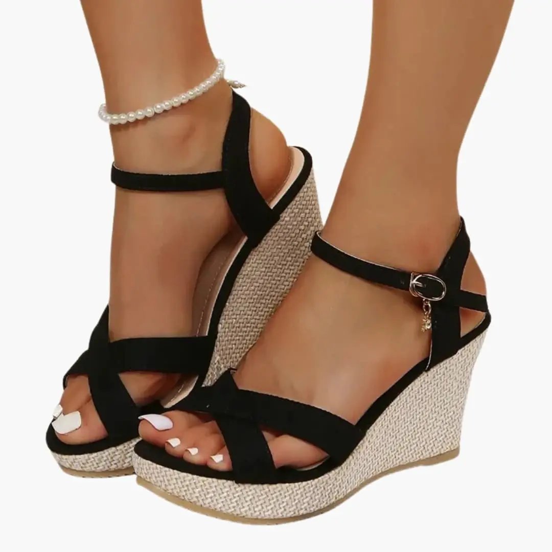 Rosario | Women's wedge sandals with buckle and cushioned insole