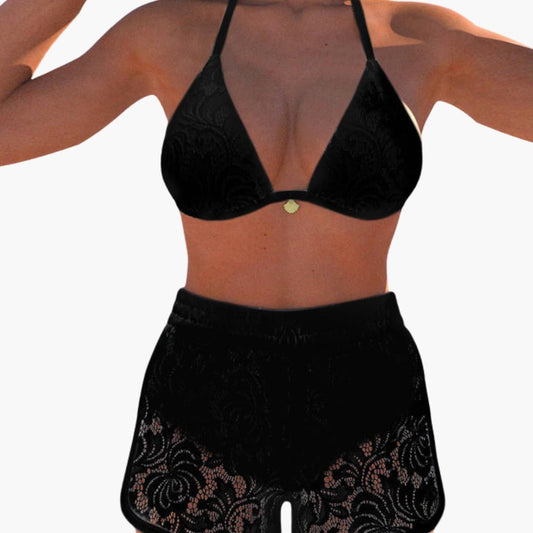 Alicia | Ensemble bikini pour femme sans bretelles avec short à cordon