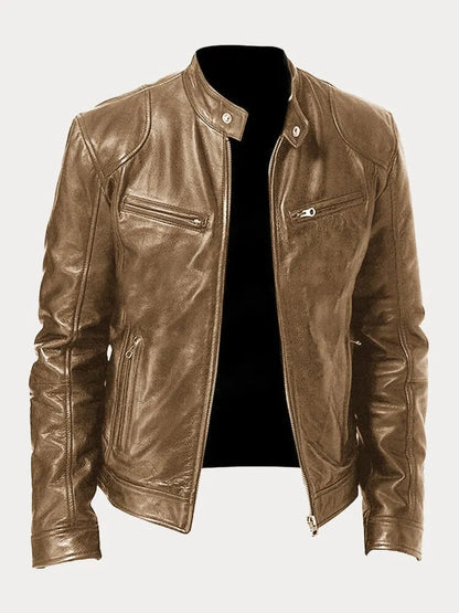 Chaqueta de estilo moto con cierre para hombre