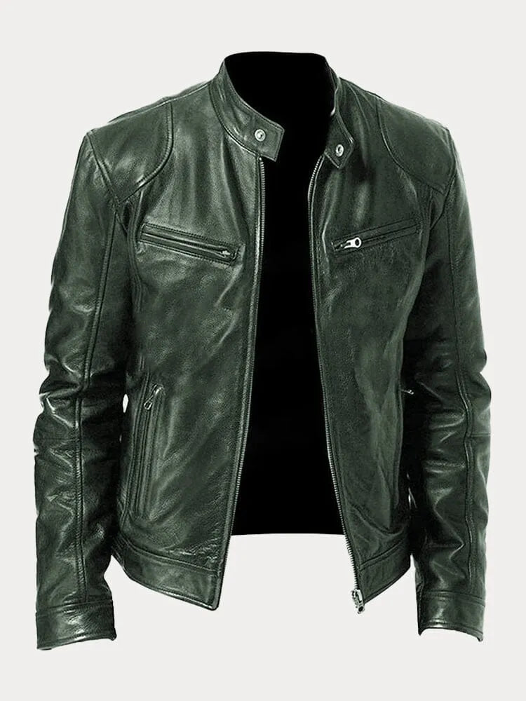 Chaqueta de estilo moto con cierre para hombre