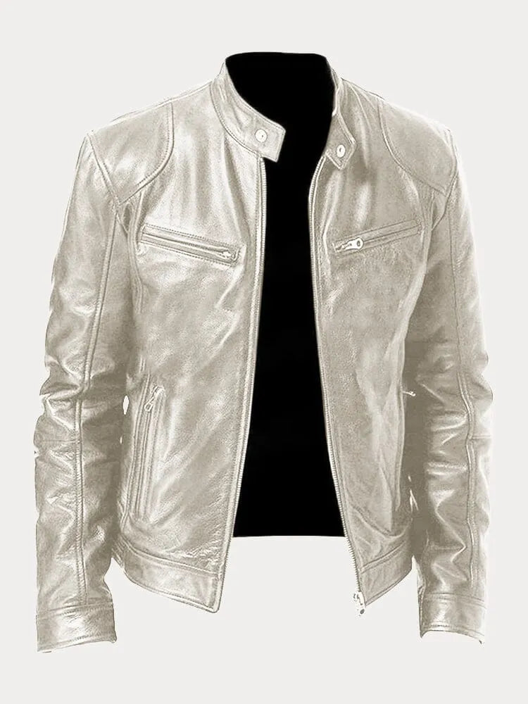 Chaqueta de estilo moto con cierre para hombre