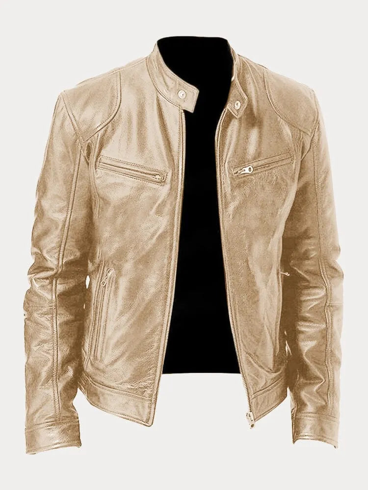 Chaqueta de estilo moto con cierre para hombre