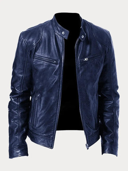 Chaqueta de estilo moto con cierre para hombre
