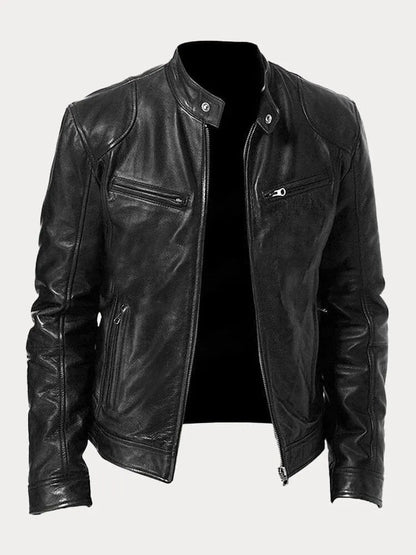 Chaqueta de estilo moto con cierre para hombre